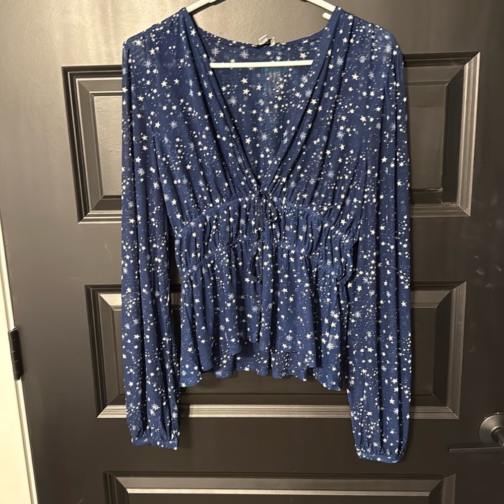 Madison & Berkeley smocked waist mesh knit top